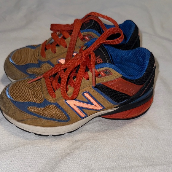 New Balance Kids' 990 V5 Sneaker : brown/orange/blue/black - Picture 1 of 7